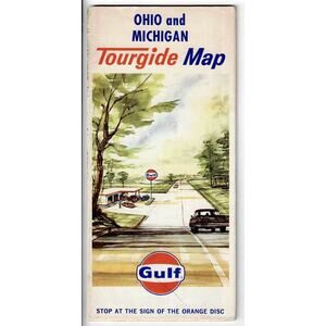 Vintage 1964 - Ohio and Michigan Tourguide Map - Gulf Gas & Oil